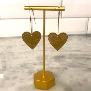 Hammered gold hear fish hook earrings valentines